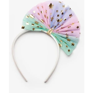 Çok Renkli  Yıldızlı Tül Fiyonklu Kız Çocuk Taç