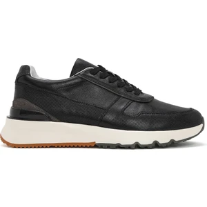 Erkek Siyah Bağcıklı Deri Casual Sneaker 25SFD612018