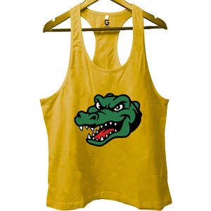 Top Glory Crocodile Sarı Gym Fitness Tank Top Sporcu Atleti