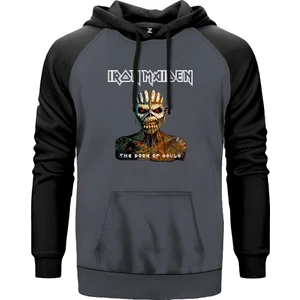 Iron Maiden The Book Of Souls Gri Renk Reglan Kol Kapşonlu Sweatshirt