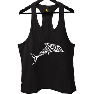 Top Glory Dolp. Siyah Gym Fitness Tank Top Sporcu Atleti