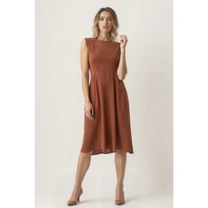 Sıfır Kol Modal Kumaş Midi Elbise