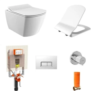 Elegant Rim-Off Asma Klozet + Yavaş Kapanır Kapak + Vitra Gömme Rezervuar Set