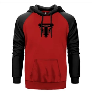 Triumph Motorcycles Ltd Kırmızı Renk Reglan Kol Kapşonlu Sweatshirt