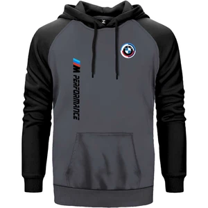 Bmw Performance Gri Renk Reglan Kol Kapşonlu Sweatshirt