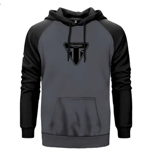 Triumph Motorcycles Ltd Gri Renk Reglan Kol Kapşonlu Sweatshirt
