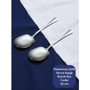 Çelik 25 cm 2 Adet Büyük Boy Servis Kaşığı / Sunum Kaşığı