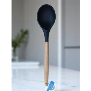 Bambu Saplı Silikon Kaşık Siyah Rengi