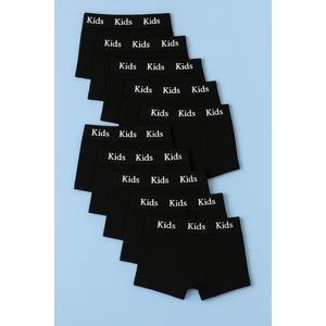 Erkek Çocuk Likralı Siyah Boxer 10 Lu Paket