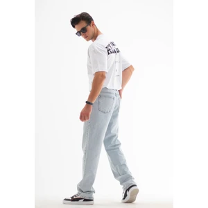 Erkek Baggy Fit Likrasız Rahat Kesim %100 Pamuk Loose Jean Kot Pantolon