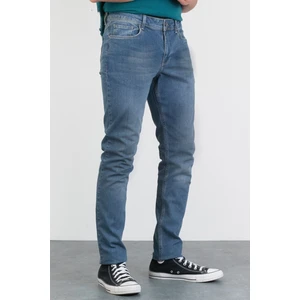 Hlt Jeans Erkek Açık Mavi Taşlamalı Slim Fit Kot Pantolon