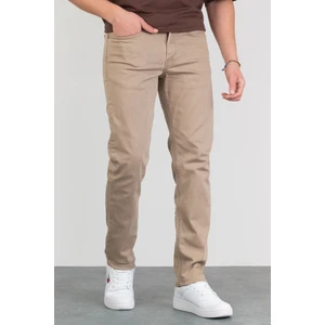 Hlt Jeans Erkek Bej Regular Fit Esnek Likralı Denim Jeans Kot Pantolon HLTHE001933