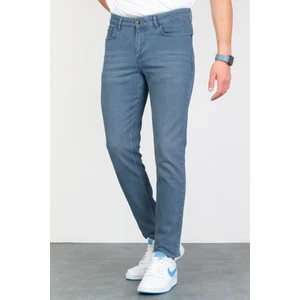 Hlt Jeans Erkek Mavi Slim Fit Likralı Esnek Taşlamalı Kot Pantolon HLTHE001941