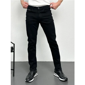 Hlt Jeans Erkek Siyah Şeritli Model Regular Fit Rahat Kesim Esnek Likralı Denim Jeans Kot Pantolon HLTHE001914