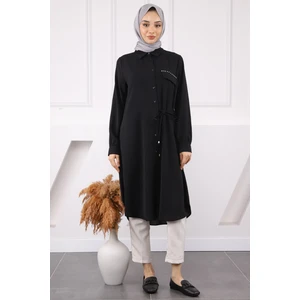 İmaj Butik Siyah Yan Bağlamalı Linda Tunik