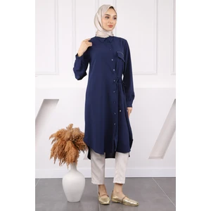 İmaj Butik Lacivert Yan Bağlamalı Linda Tunik