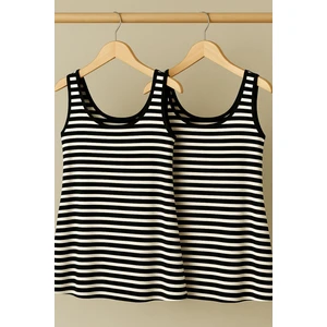 2 Adet A Kesim Rahat Kalıp Basic Kalın Askılı Atlet Tişört