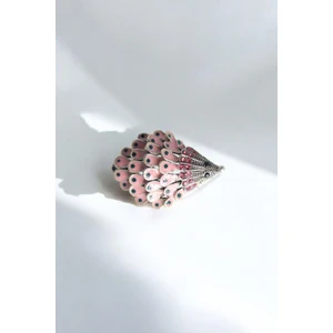 Pembe Mineli Metal Kirpi Broş