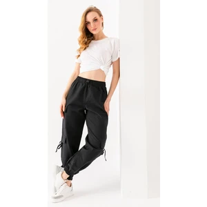 Kadın Beli Ayarlanabilir Kargo Cep Paraşüt Pantolon Siyah - 925045