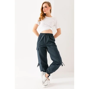 Kadın Beli Ayarlanabilir Kargo Cep Paraşüt Pantolon Füme - 925045