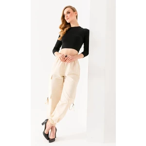 Kadın Beli Ayarlanabilir Kargo Cep Paraşüt Pantolon Taş - 925045