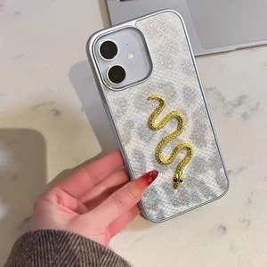 Apple iPhone 12 Uyumlu Kılıf Zebana Golden Serpent Silikon Kılıf Gri