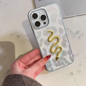 Apple iPhone 15 Pro Uyumlu Kılıf Zebana Golden Serpent Silikon Kılıf Gri