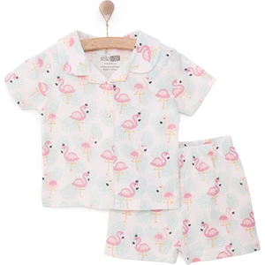 Hellobaby Gömlek Yaka Filamingo Desenli Kısa Kol Pijama Takımı