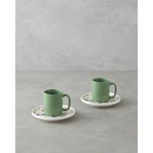 English Home Thalia Bone Porselen 4 Parça 2 Kişilik Kahve Fincan Takımı 90 ml Yeşil