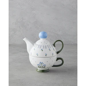 Blue Flowers New Bone China Demlik 400 ml Mavi