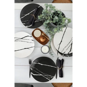 Siyah - Beyaz Servis Tabağı 25 Cm 6 Adet - 17950-17951