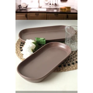 Mat Açık Taupe Noyan Kayık Tabak 2 Adet 26 cm 958
