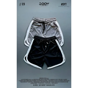 Jooy Company Gri-Siyah File Basketbol Antreman Sporcu Şortu Çizgi Detaylı 2'li Set