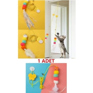 İndirim Kap Elastik Kendinden Yapışkanlı Renkli Kedi Oyun Oltası Kedi Oyuncağı Yapışkanlı Olta Eğitim Oyuncağı 1 Adet