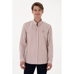 U.S. Polo Assn. Erkek Camel Gömlek Desenli 50306347-VR015