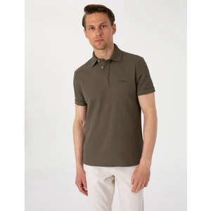 Pierre Cardin Erkek Haki Slim Fit %100 Pamuk Kıvrılmaz Amerikan Pike Polo Yaka Basic Tişört 50306154-VR027