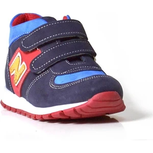 Hakiki Deri Lacivert Cırtlı Kız Erkek Bebek Spor Ayakkabı