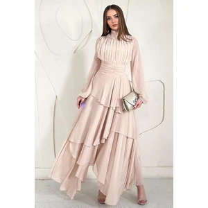 Elbee Fashion Woman Dik Yaka Bel Detaylı Elbise