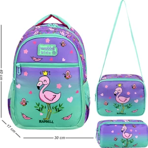 Lisanslı Flamingo Desenli Kız Çocuk Ilkokul Sırt Çantası,beslenme Çantası ve Kalemlik 1
