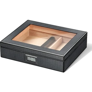 Karbon Fiber Siyah Camlı Kısa Humidor Puro Kutusu RC38