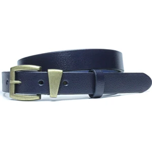 Hakiki Deri Antik Sarı Tokalı Kadın Kemeri 2,5cm Lacivert