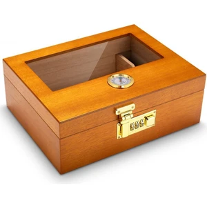 Kahverengi Camlı Humidor Şifreli Puro Kutusu RD29KHV