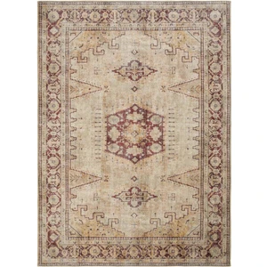 Cool Halı Private Krem Eskitme Vintage Halı Yolluk Etnik Desen Şönil Halı Yıkanabilir Salon Halısı