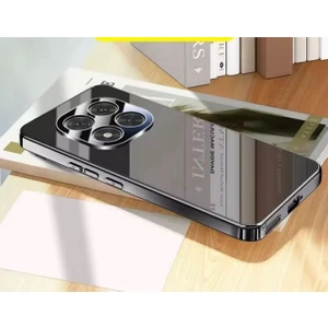 M.TK Moveteck Xiaomi Redmi Note 14 Pro Plus Kılıf Tam Kamera Korumalı Metalik Parlak Renkli Kenarlı Yumuşak Lensli Silikon Arkası Şeffaf