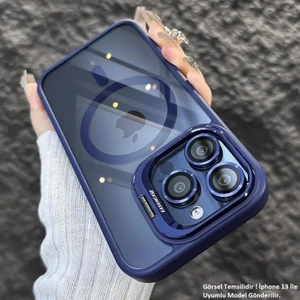 iPhone 13 Uyumlu Kılıf Klon Stantlı + Lens Korumalı Magsafe Kapak