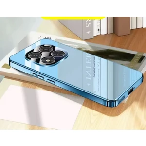 M.TK Moveteck Xiaomi Redmi Note 14 Pro Kılıf Tam Kamera Korumalı Metalik Parlak Renkli Kenarlı Yumuşak Lensli Silikon Arkası Şeffaf