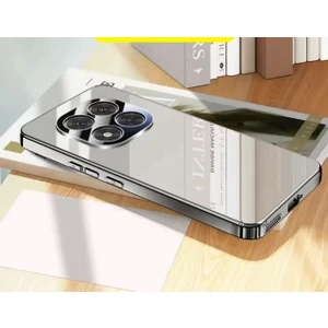 M.TK Moveteck Xiaomi Redmi Note 14 Pro Plus Kılıf Tam Kamera Korumalı Metalik Parlak Renkli Kenarlı Yumuşak Lensli Silikon Arkası Şeffaf