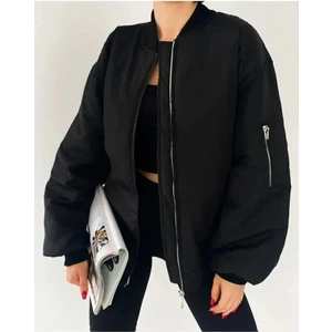 Unisex Siyah Oversize Bomber Ceket