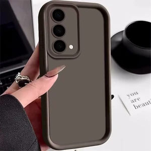 M.TK Moveteck Oppo A74 Kılıf Yumuşak Lansman Silikon Kamera Korumalı Çıkıntılı 3D Kalın Kenarlı Coffe Kapak