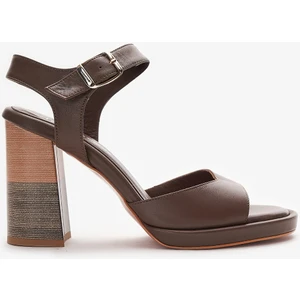 Louis Cardy Caliso Kahverengi  Deri Kadın Topuklu Ayakkabı